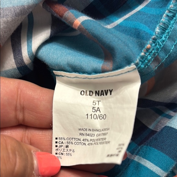 4/$20 Old Navy Kids Plaid Shirt - Blue, Orange, White, size 5T-school sale - Picture 7 of 7